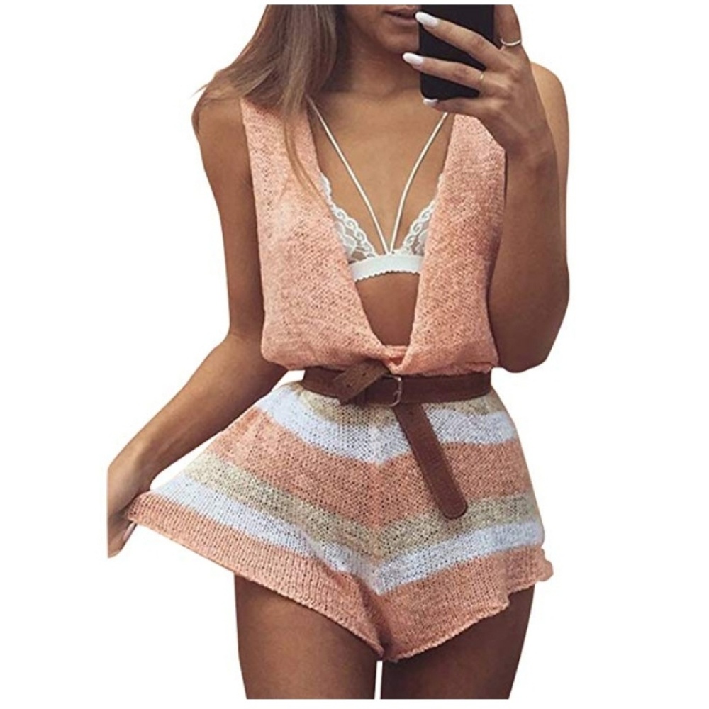 Gli&Elfi Women Cute Pink Peach Summer Romper - Picture 1 of 7